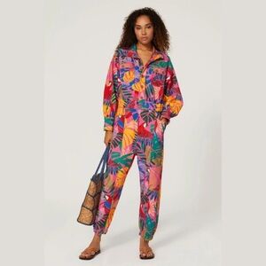 FARM RIO Floral pink Macaw jumpsuit